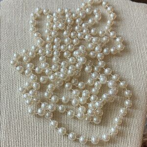 Vintage 8mm Faux Pearl 72” long necklace